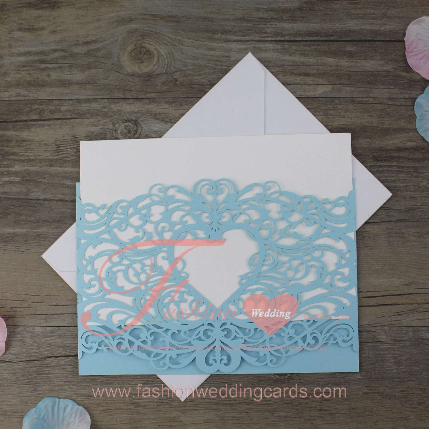 Laser Cut Heart Personalised Wedding Invitations Cards